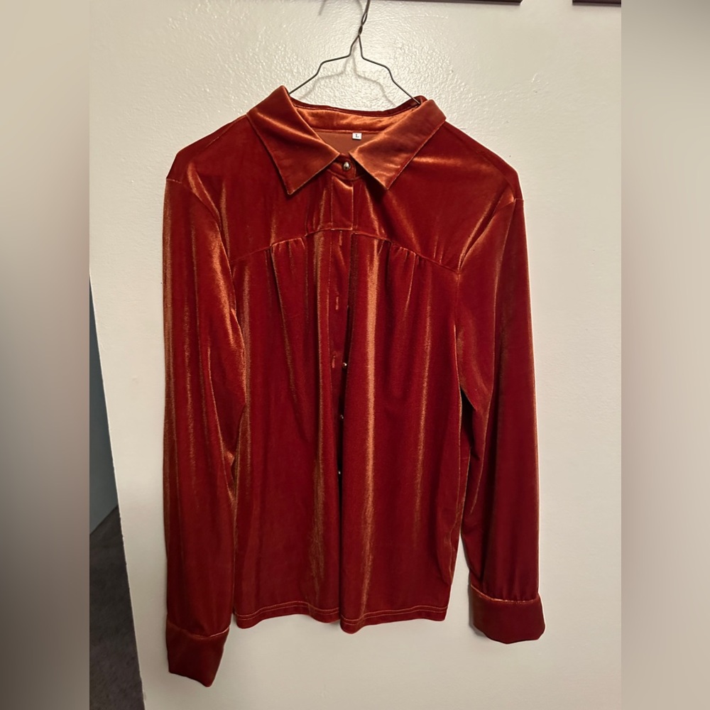 Crushed Velvet Button Up